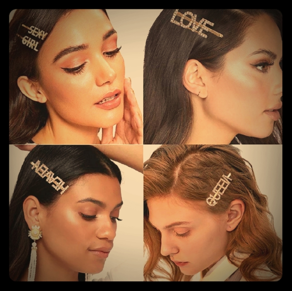 Gold Word Hairpins